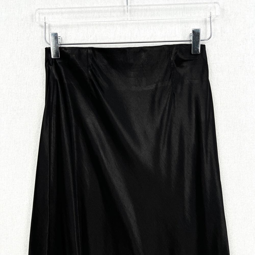 ENZA COSTA Satin Bias Cut Skirt Womens Small 1 Black Midi Pull on Slip Maxi NWOT - Picture 7 of 16